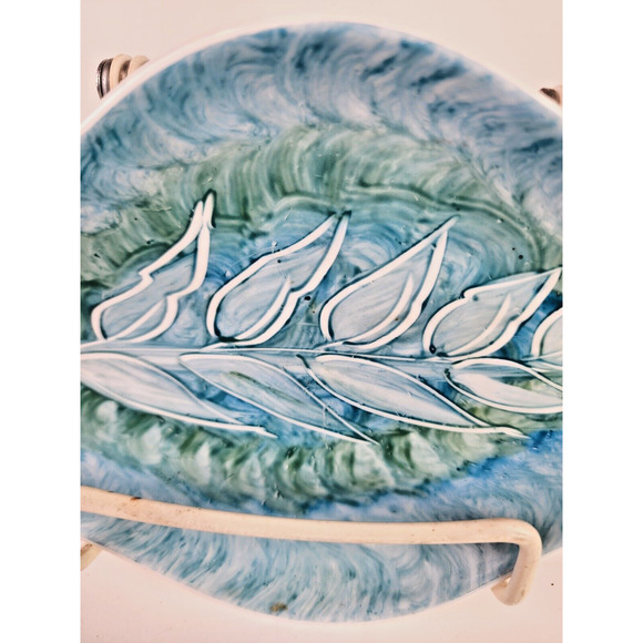 H. Turner Whalley Blue & Green Tuscan China Metallised Hand Painted Trinket Dish - Picture 2 of 3